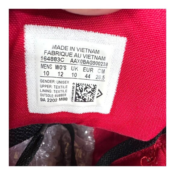 Converse All Star 164883C Chuck Taylor High Top Black Red Men's 10 Women's 12 - Picture 4 of 13